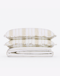 Golden Pinstripe Cotton Duvet Cover Set