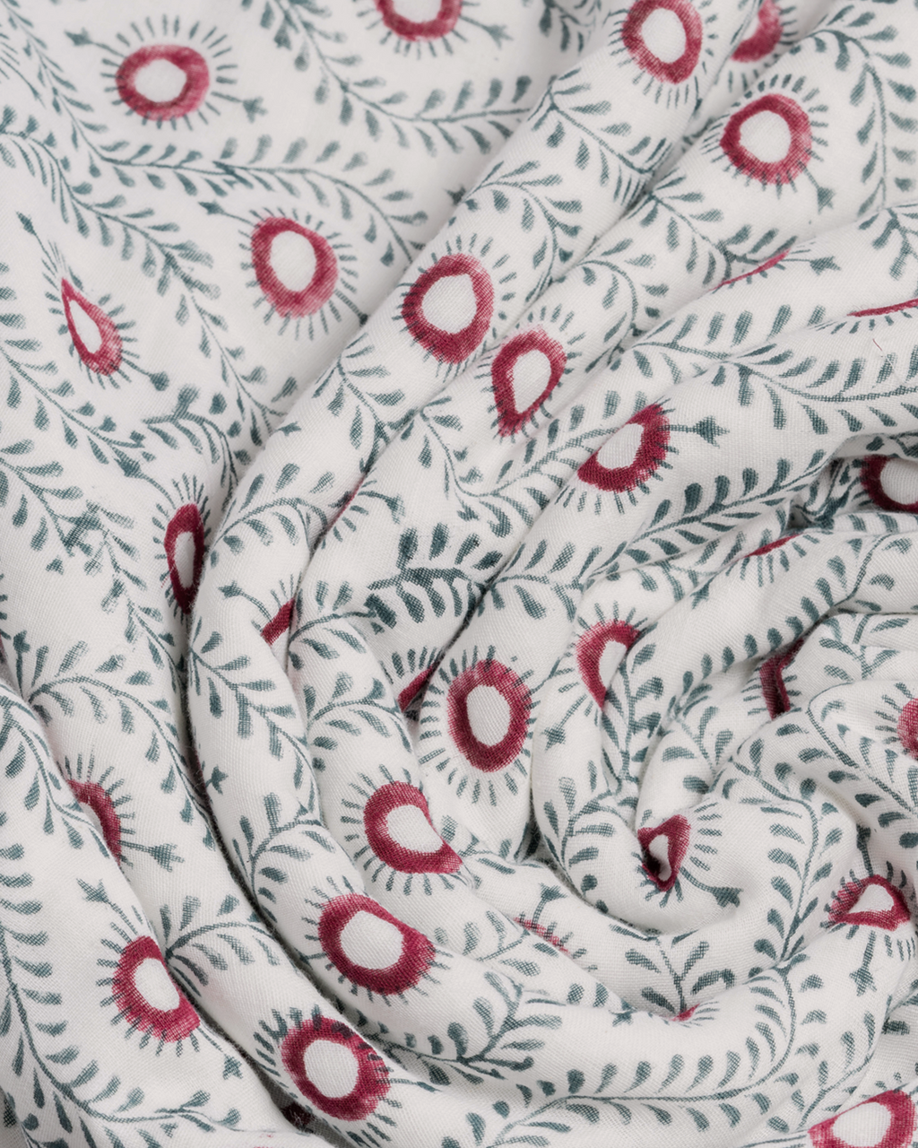 Crimson Floral Cotton Duvet Cover Set