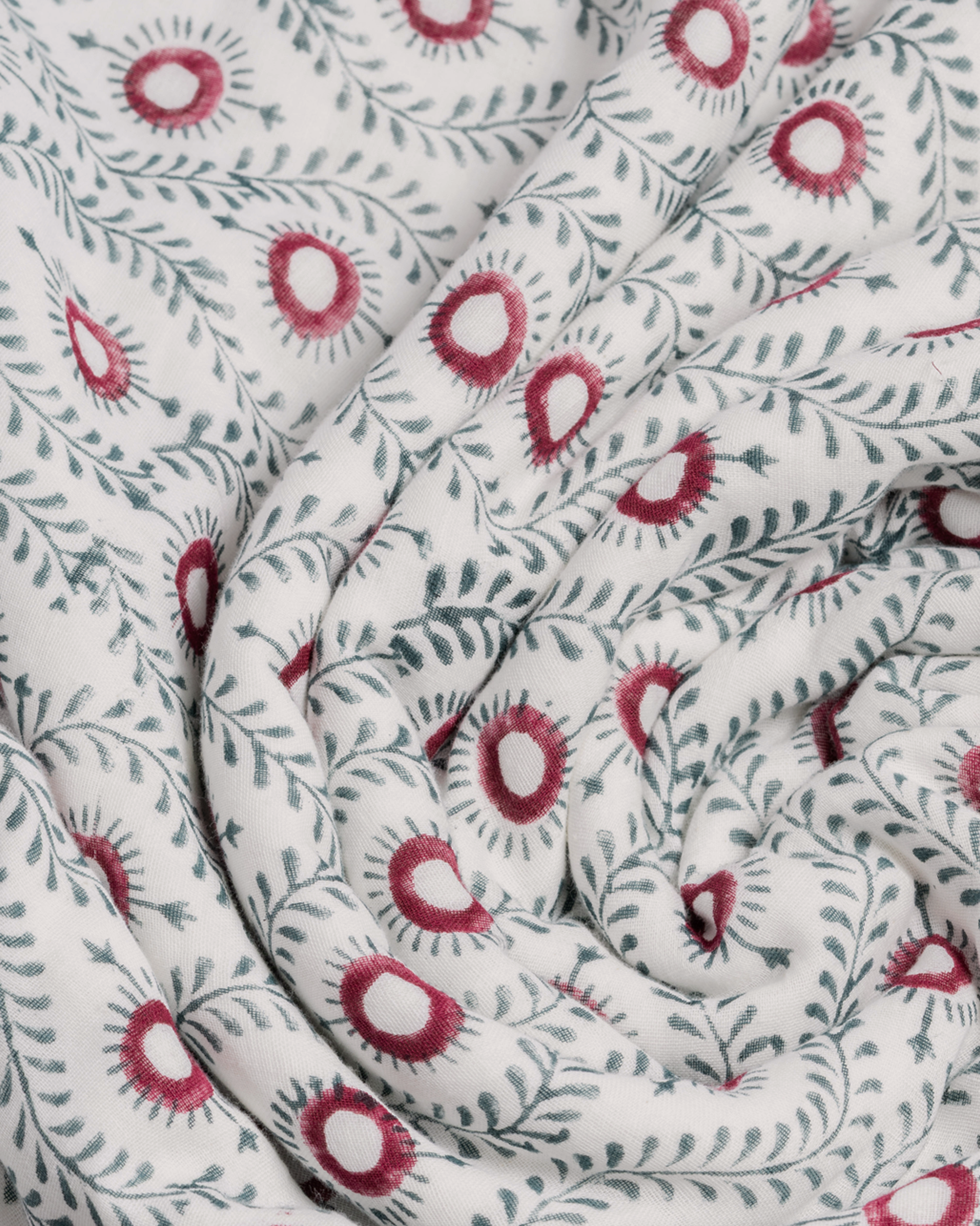 Crimson Floral Cotton Duvet Cover Set