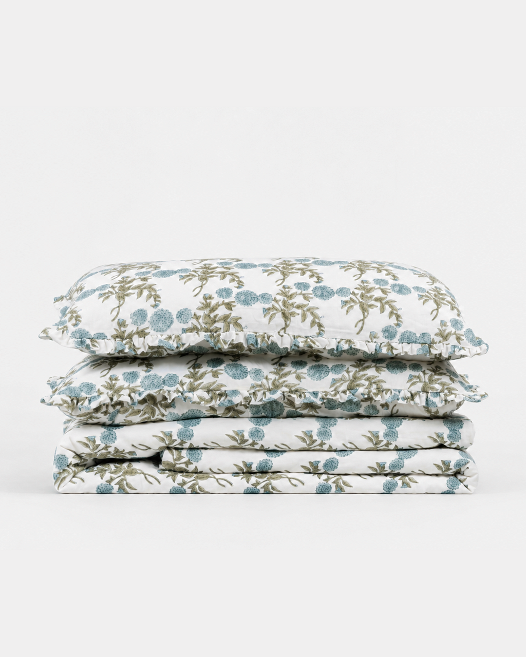 Blush Pink Floral Hand Block Print Linen Duvet Cover