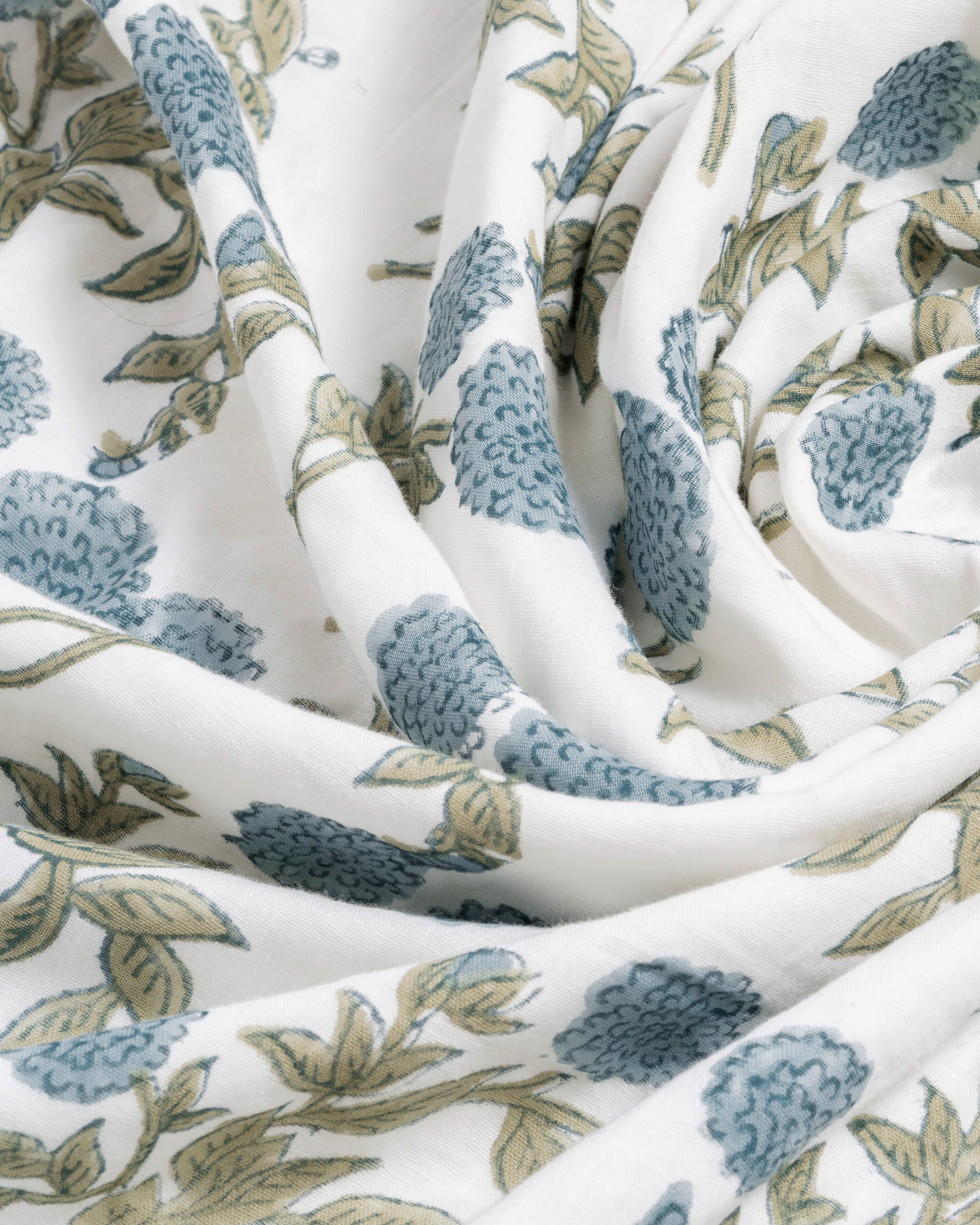 Blush Pink Floral Hand Block Print Linen Duvet Cover