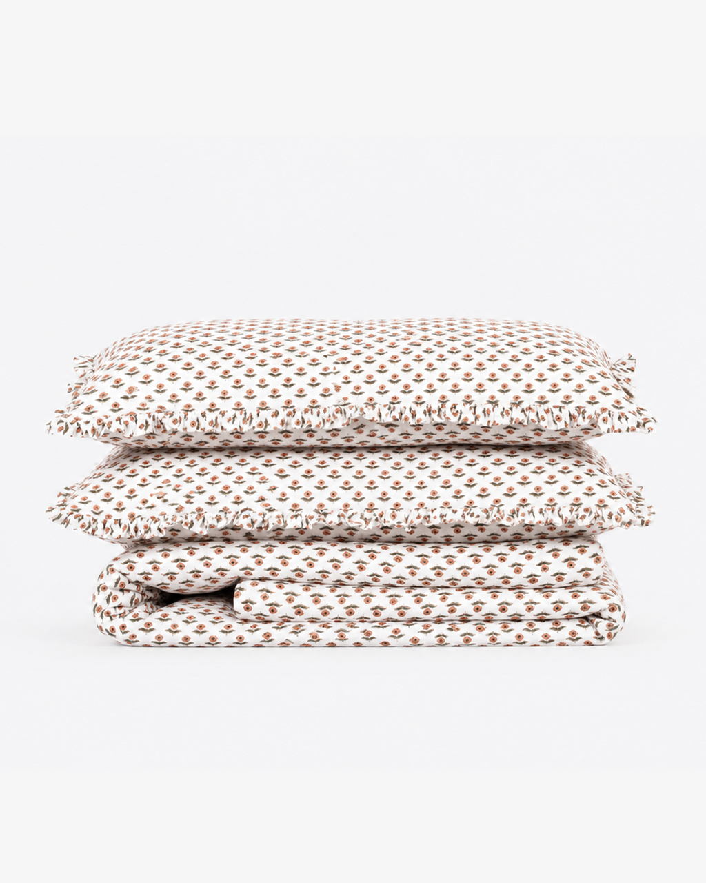 Terracotta Floral Cotton Duvet Cover Set