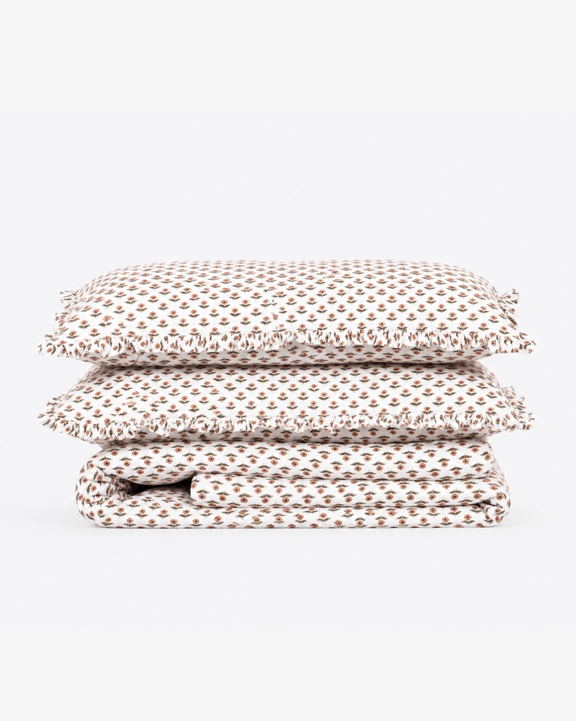 Terracotta Floral Cotton Duvet Cover Set