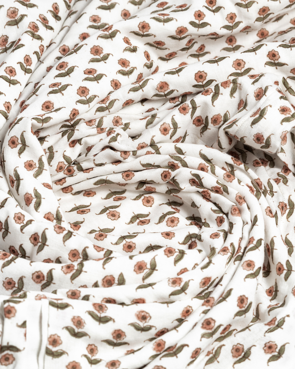 Terracotta Floral Cotton Duvet Cover Set