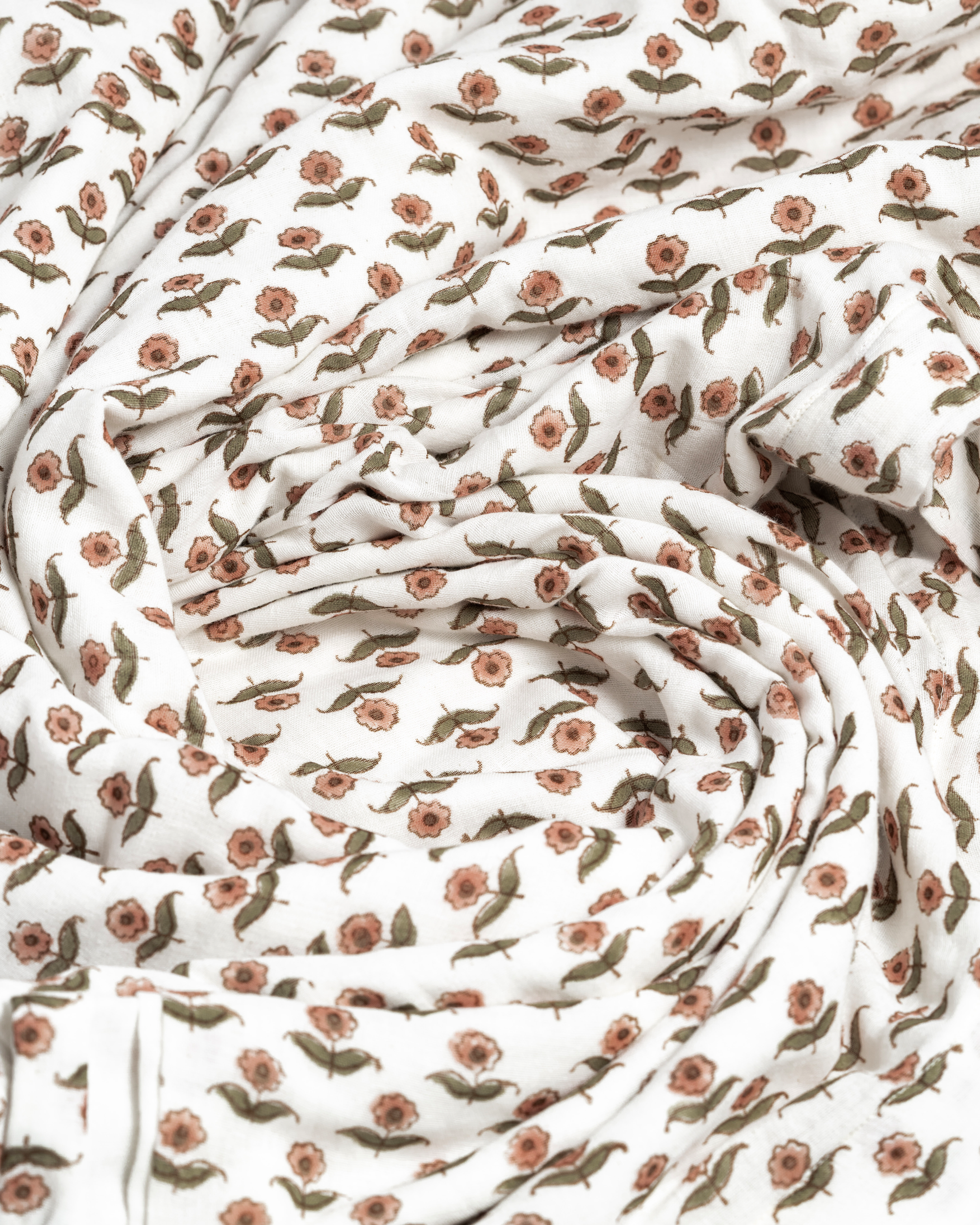 Terracotta Floral Cotton Duvet Cover Set