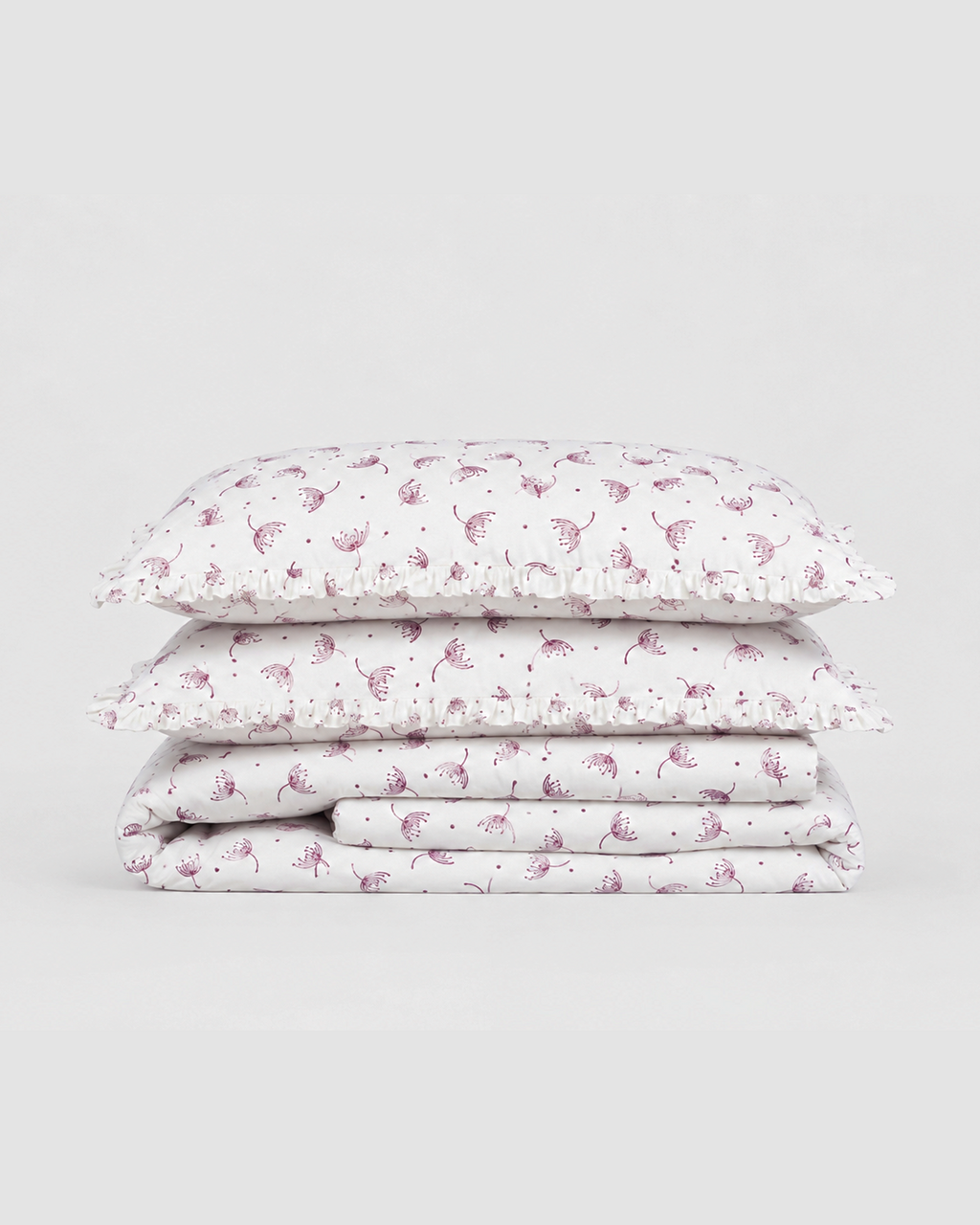 Mauve Botanical Cotton Duvet Cover Set