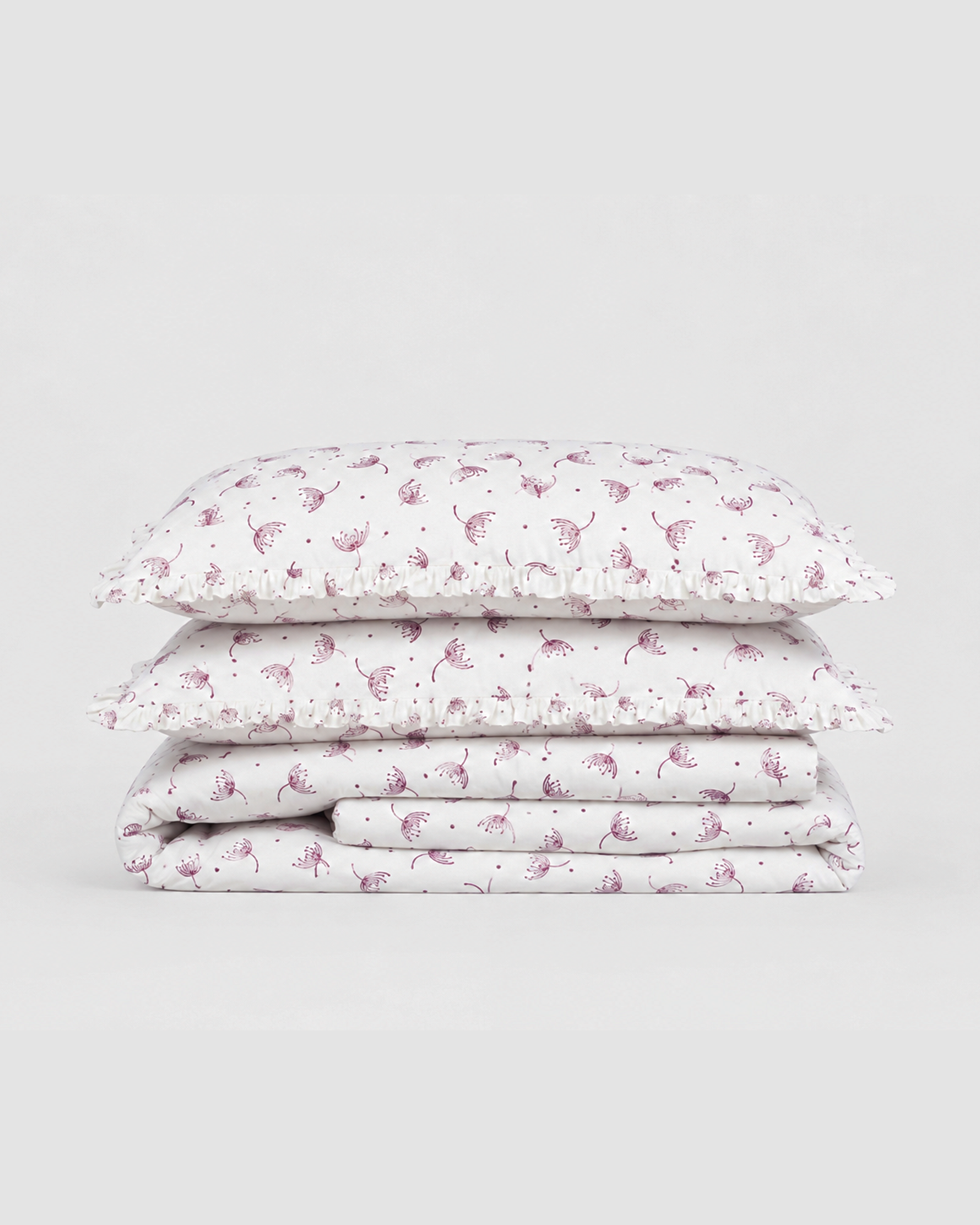Mauve Botanical Cotton Duvet Cover Set