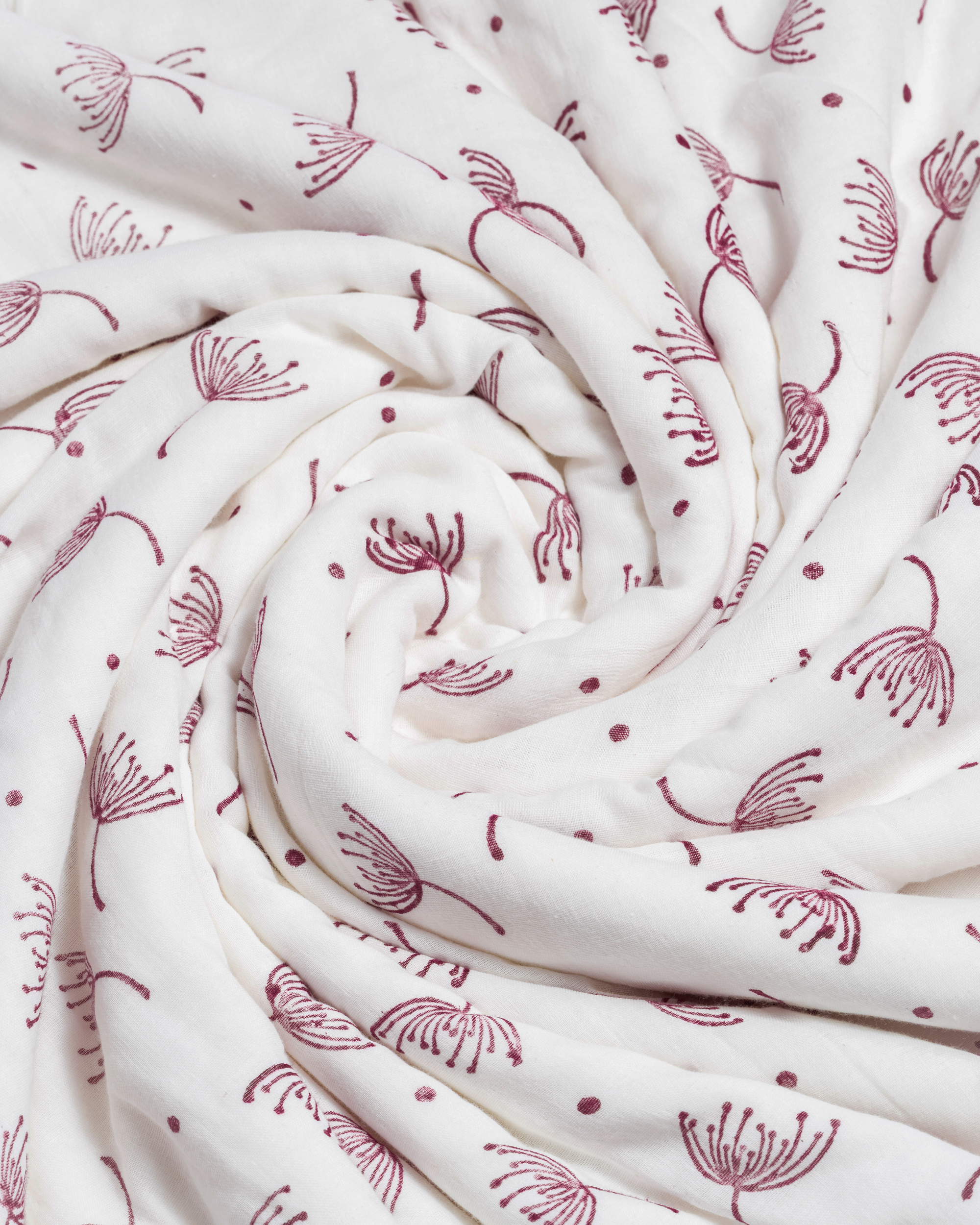 Mauve Botanical Cotton Duvet Cover Set