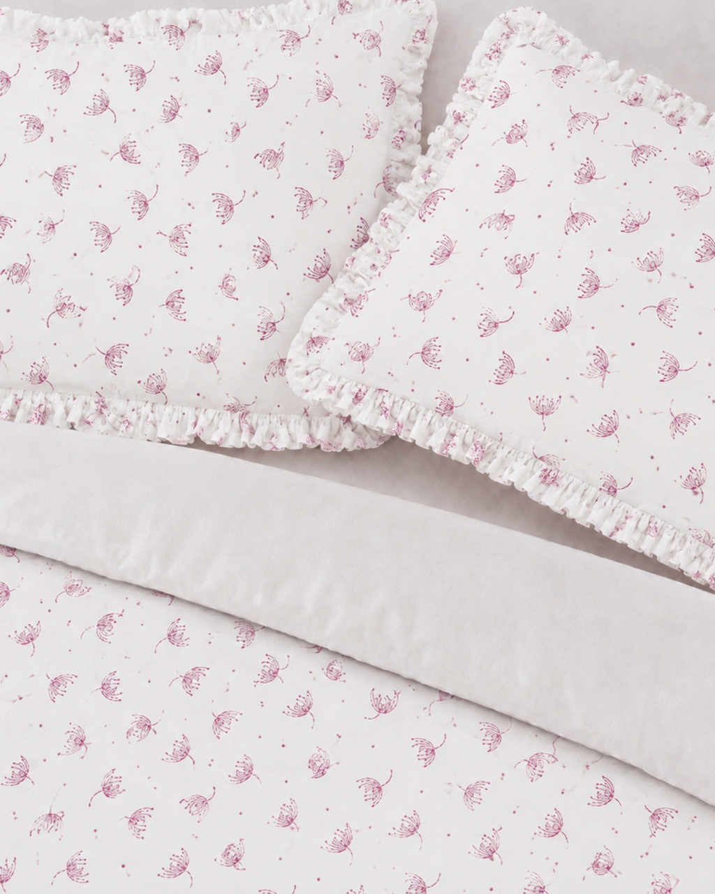 Mauve Botanical Cotton Duvet Cover Set