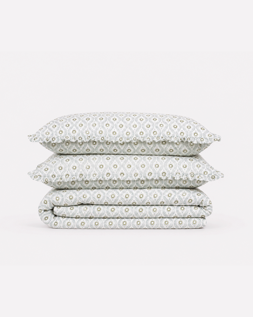 Olive Medallion Cotton Duvet Cover Set