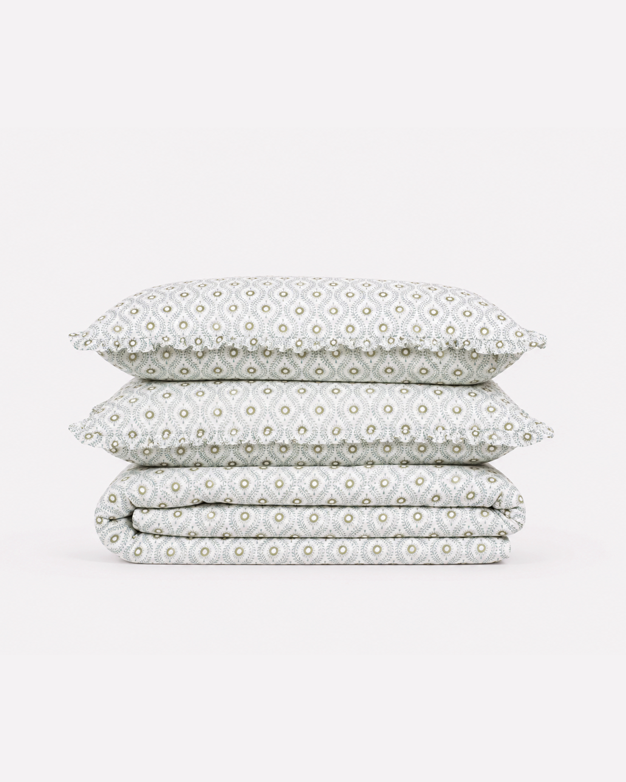 Olive Medallion Cotton Duvet Cover Set