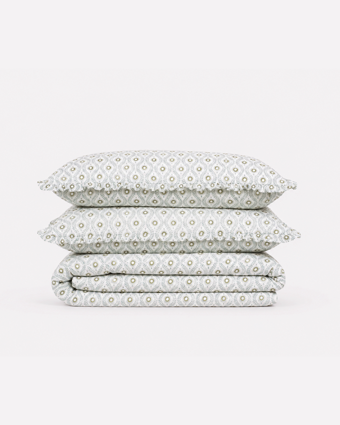 Olive Medallion Cotton Duvet Cover Set