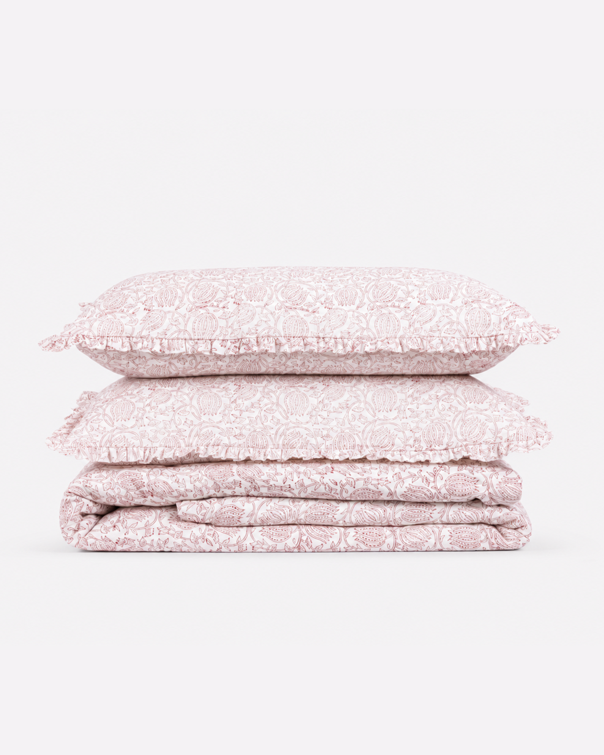 Dusty Rose Botanical Cotton Duvet Cover Set