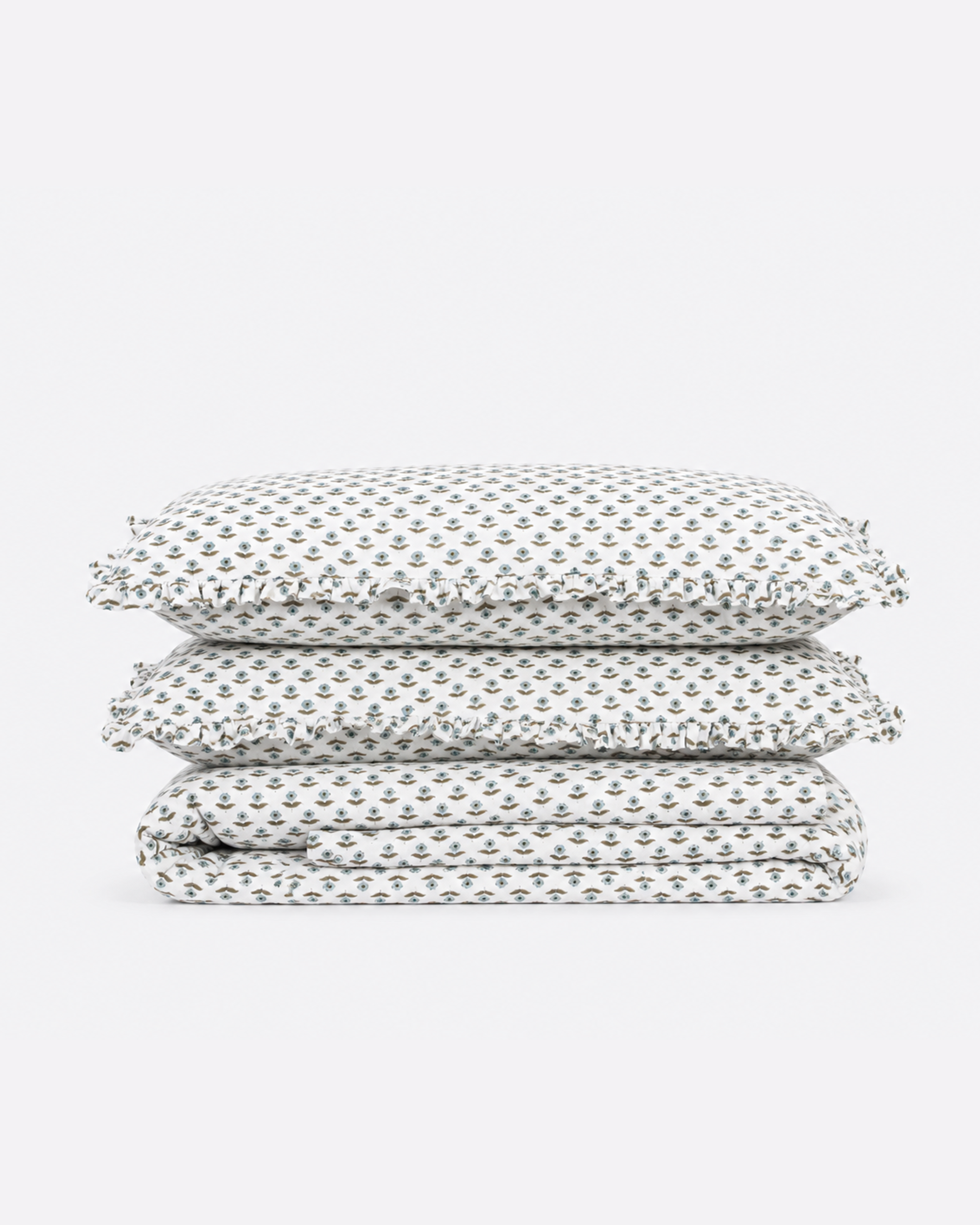 Blue Ditsy Floral Cotton Duvet Cover Set