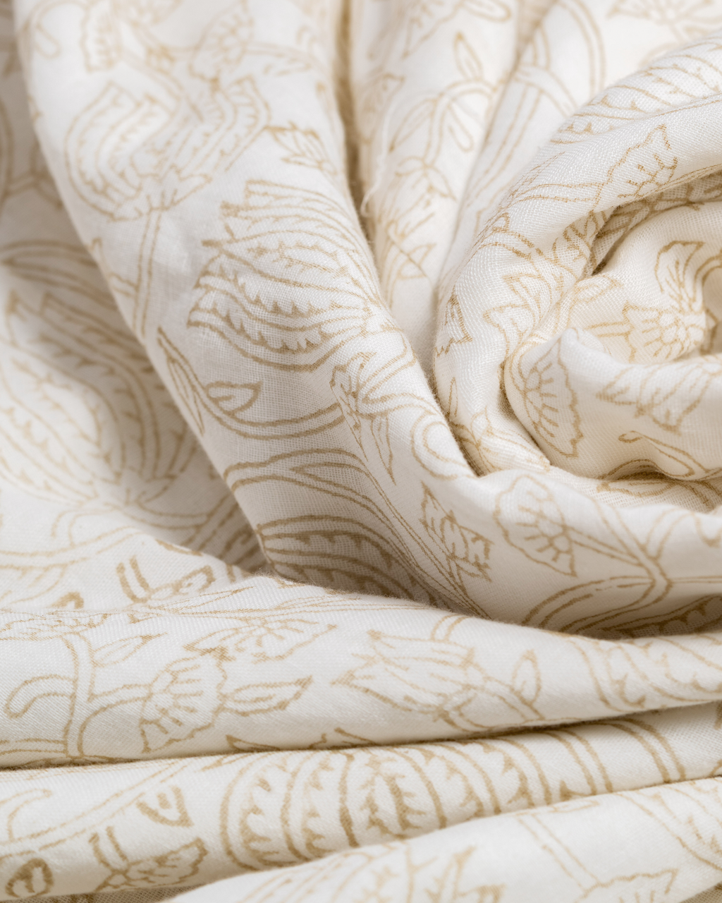 Beige Botanical Cotton Duvet Cover Set