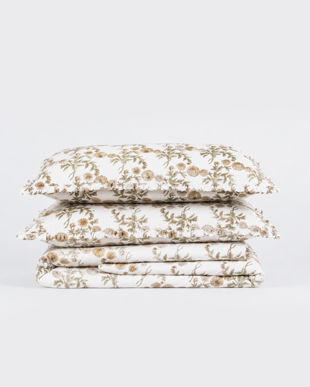 Golden Botanical Cotton Duvet Cover Set