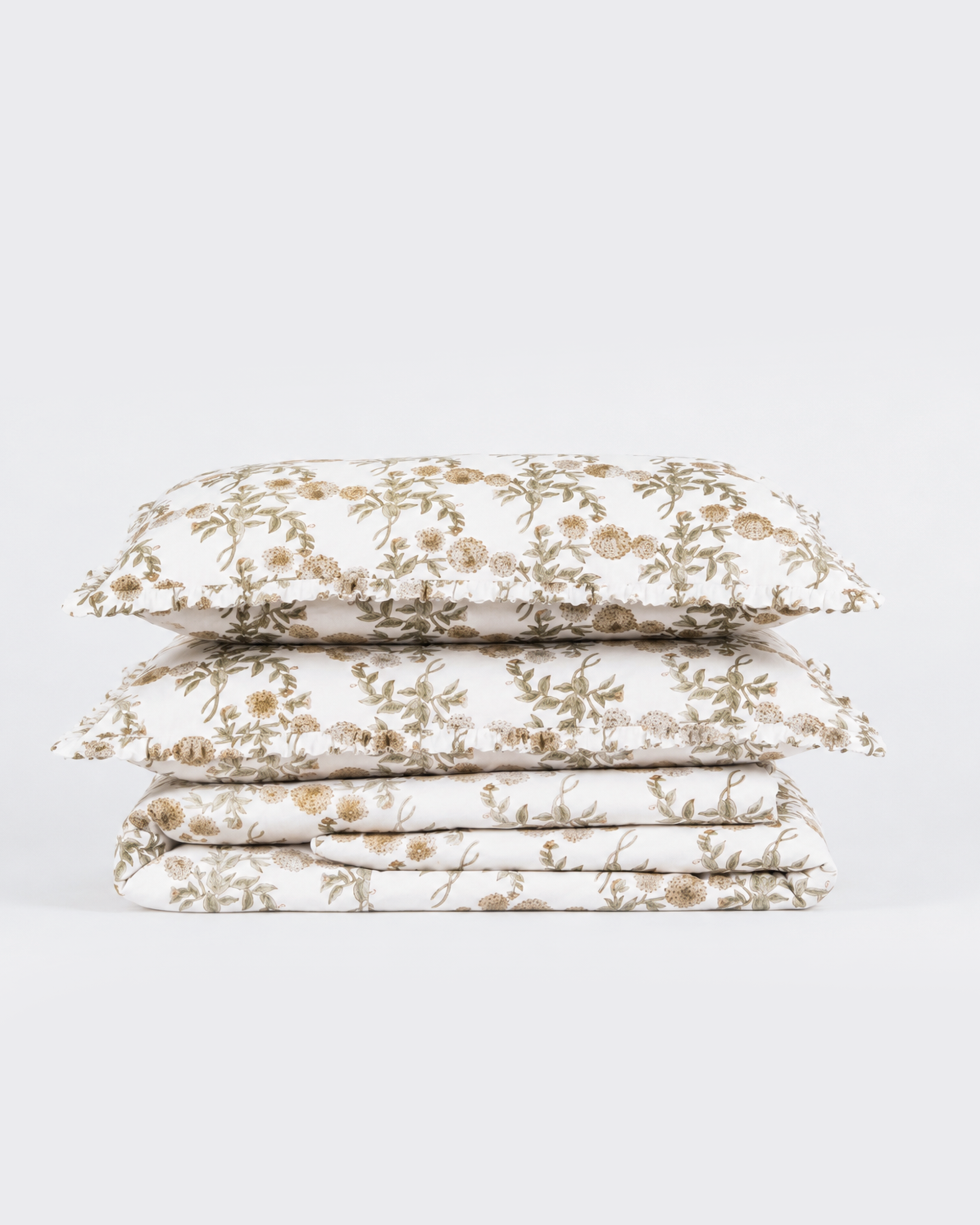 Golden Botanical Cotton Duvet Cover Set