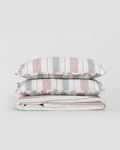 Crimson Stripe Cotton Duvet Cover Set