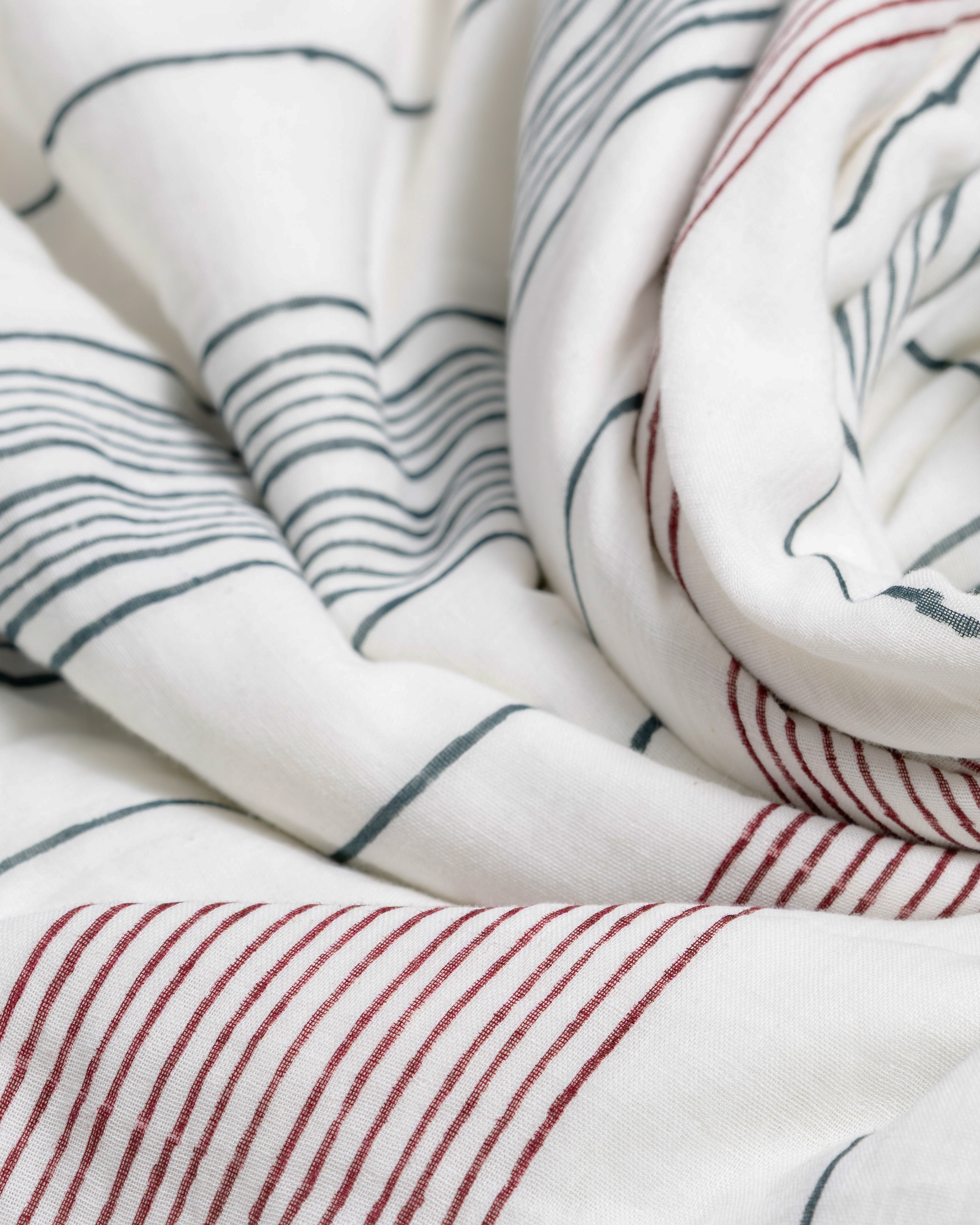 Crimson Stripe Cotton Duvet Cover Set