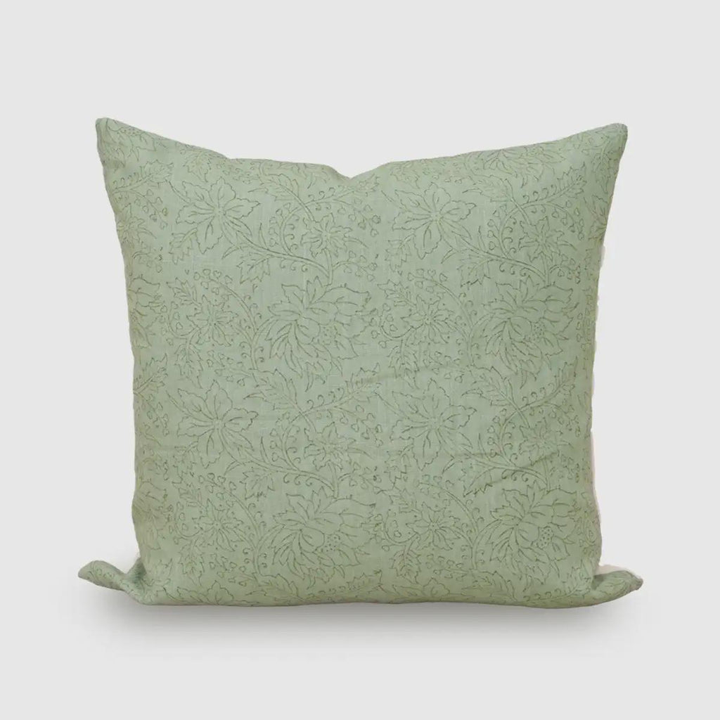 Oliva Hand Block Print Linen Pillow Cover