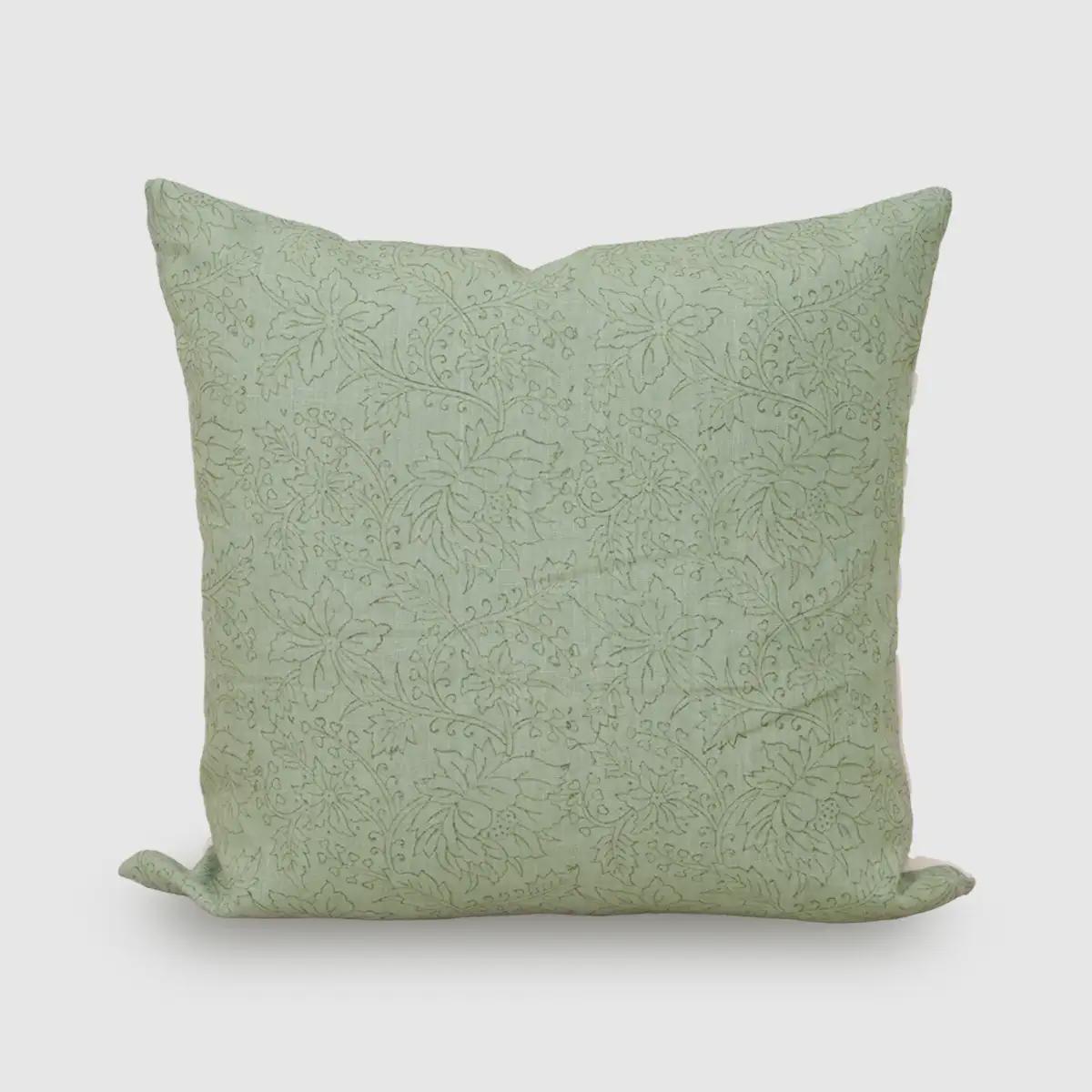 Oliva Hand Block Print Linen Pillow Cover