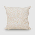 Ivory tone-on-tone floral hand block print linen pillow cover, front view