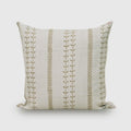 Olive green leaf trail hand block print linen pillow cover, front view
