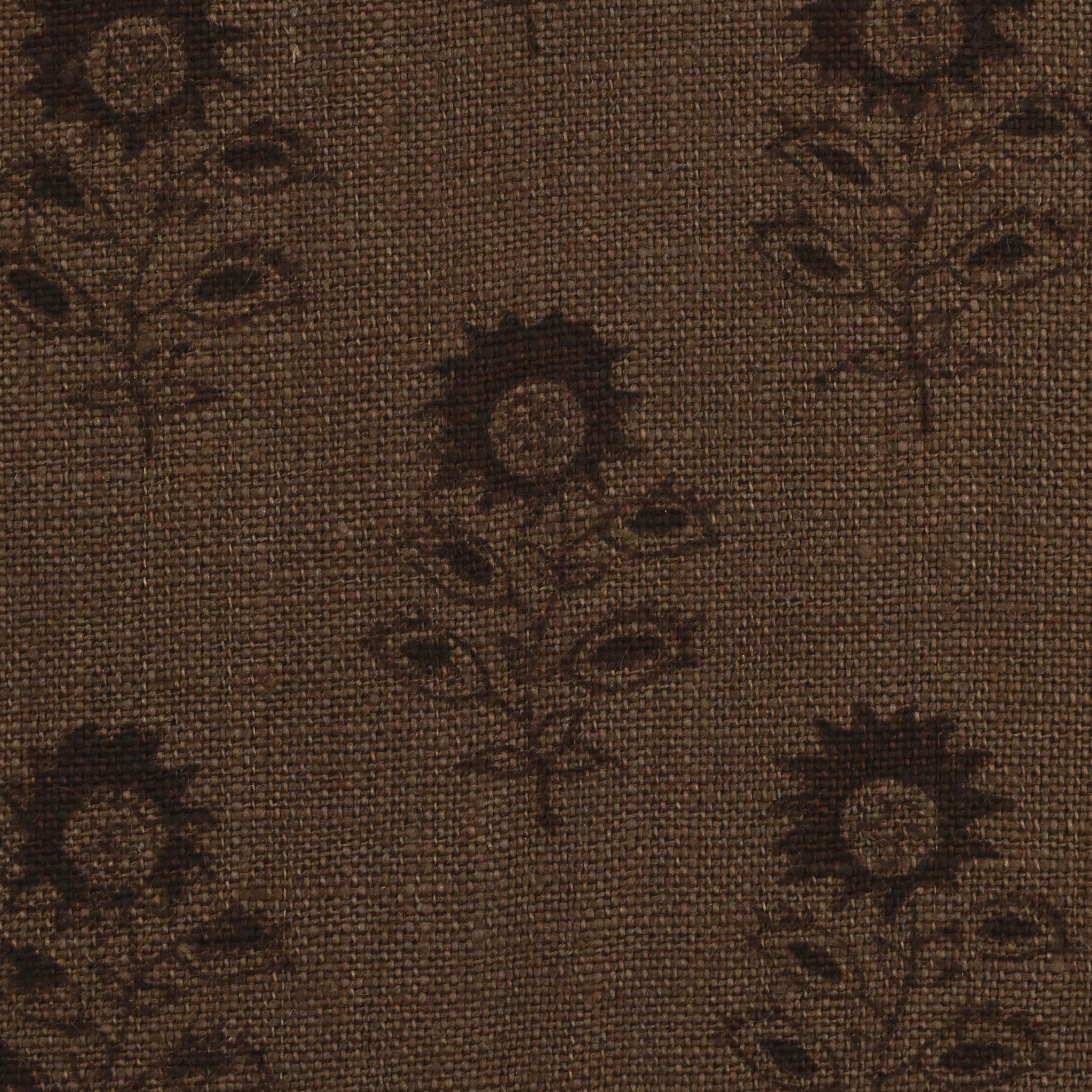 Front view of brown boho floral buti hand block print cushion cover