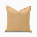 Mustard solid linen pillow cover, front view showing warm tan-gold tone
