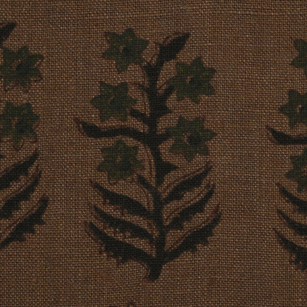 Stack of brown floral block print pillow covers