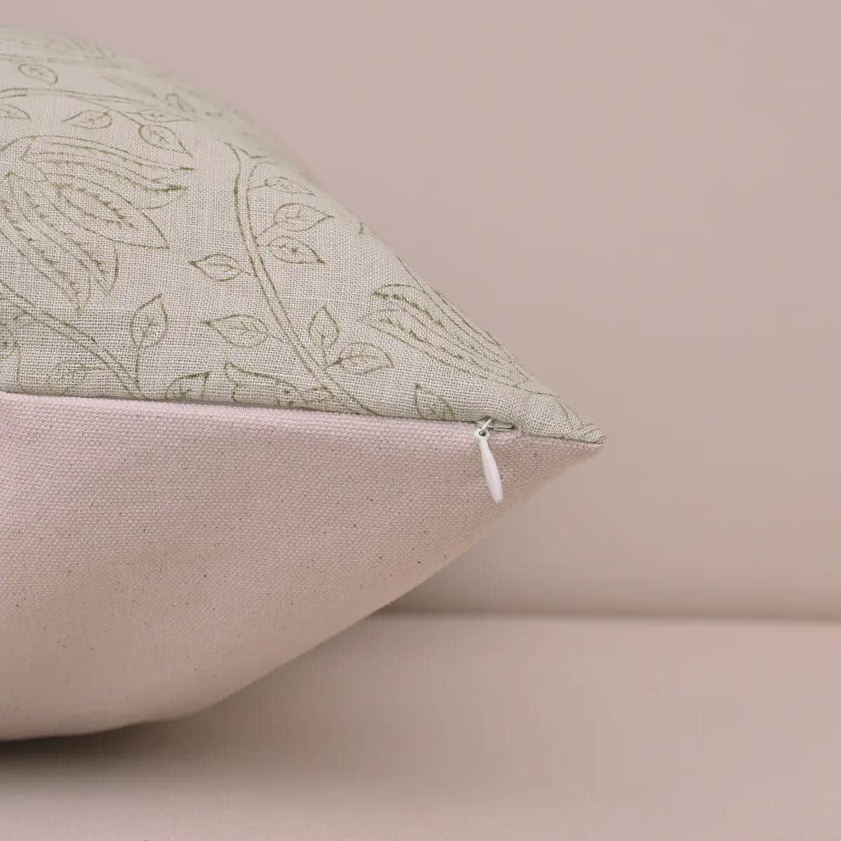 Willow Floral Block Print Linen Pillow Cover