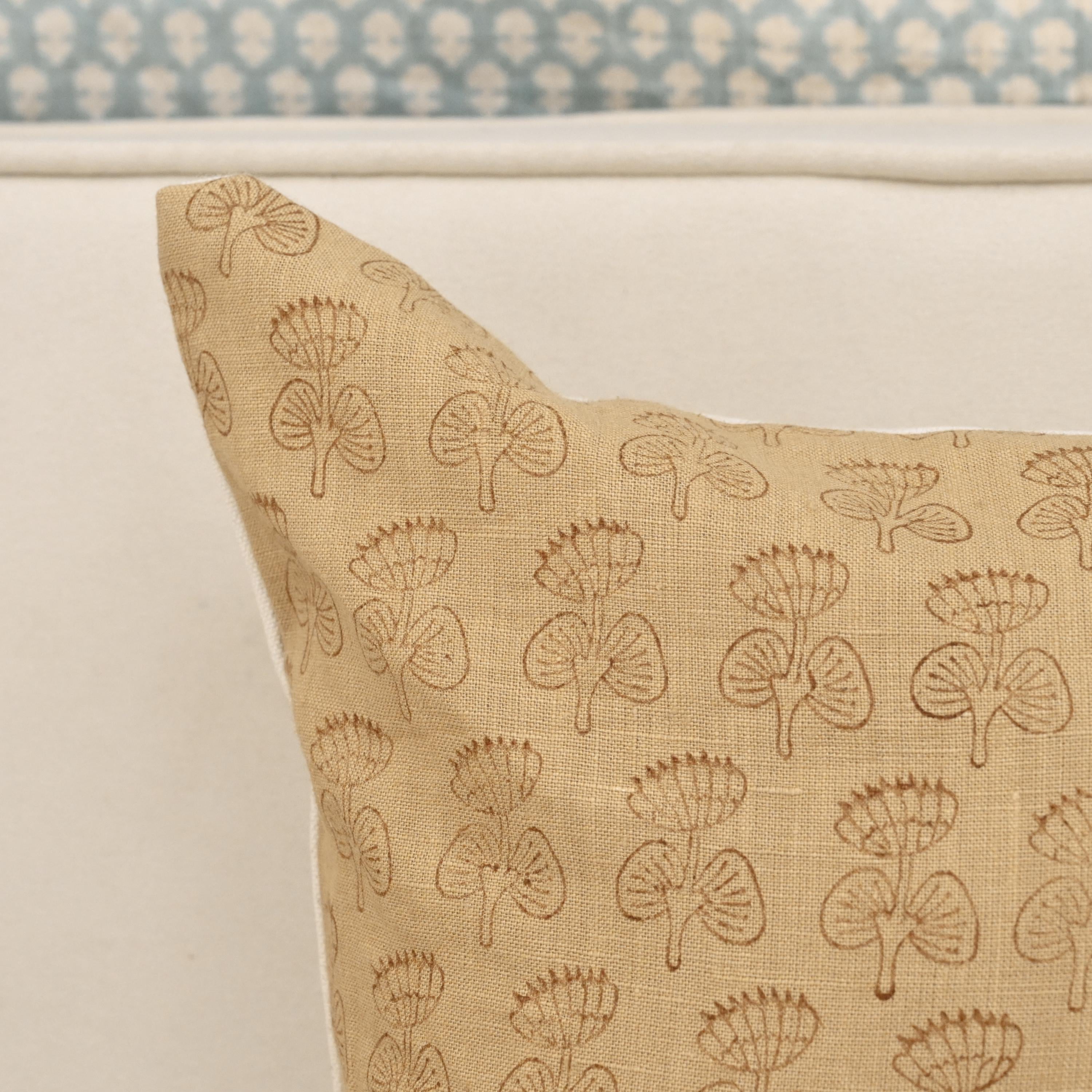 Geoma geometric leaf linen pillow cover styled on a sofa