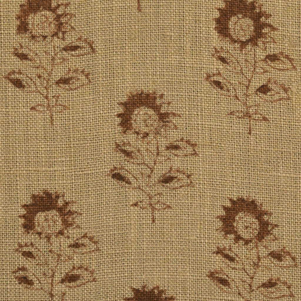 Indira sunflower buti linen pillow cover styled on a sofa