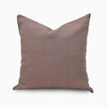 Purple solid linen pillow cover, front view showing dusty mauve-purple tone