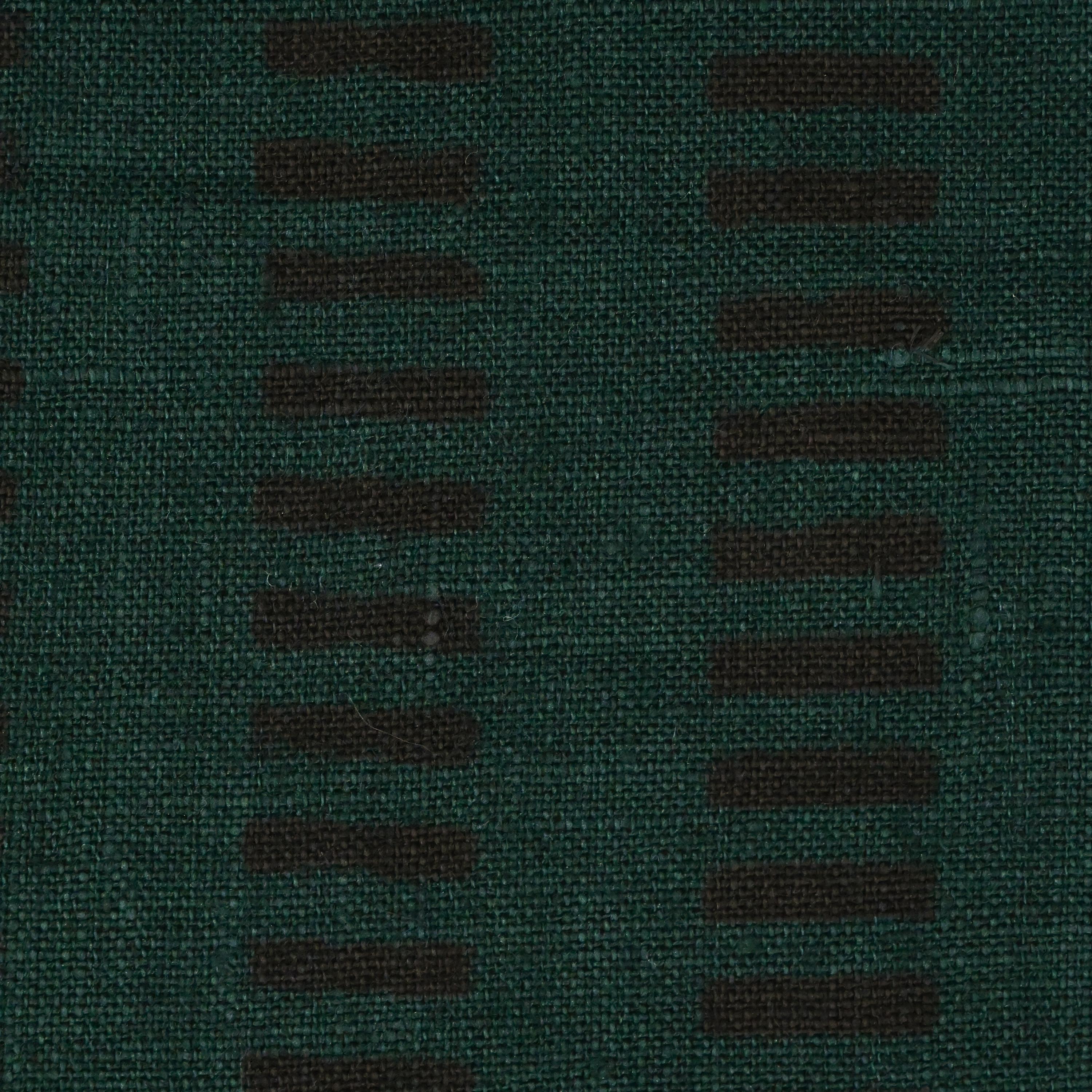 Front view of forest green charcoal geometric stripe cushion cover