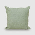 Sage green tonal botanical hand block print linen pillow cover, front view
