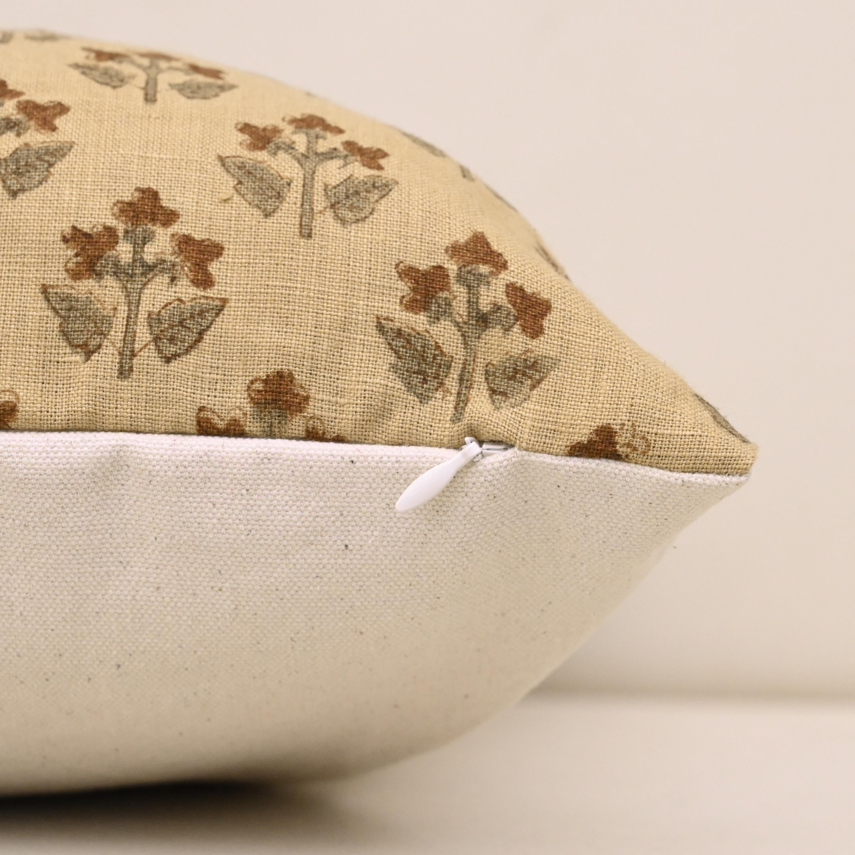Corner and hidden zipper detail on Vintage linen pillow cover
