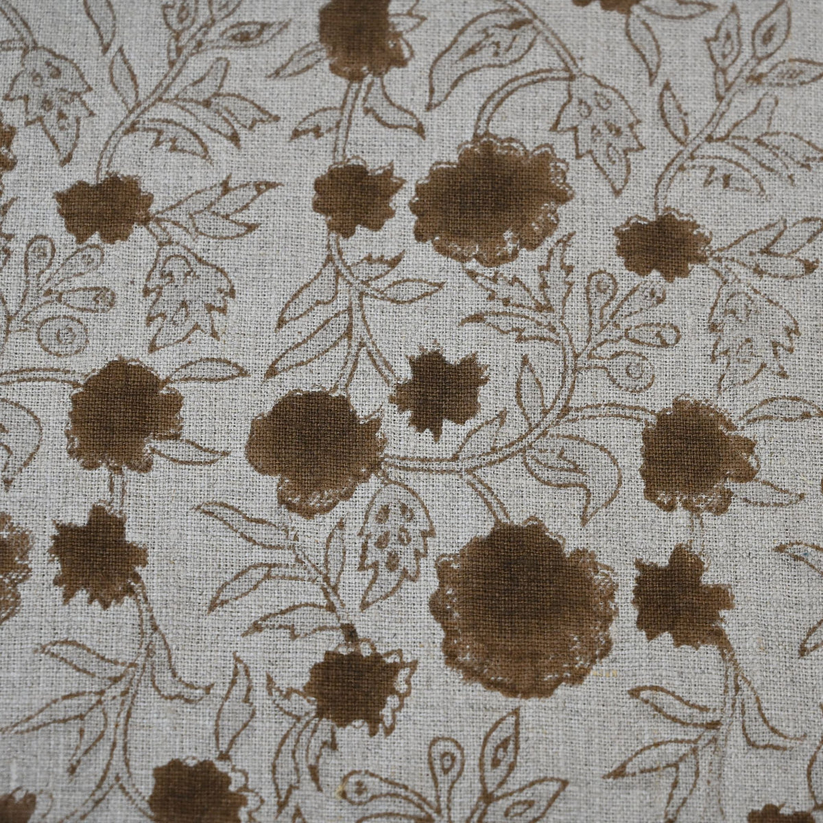 Julie Chocolate Linen Block Print Pillow Cover