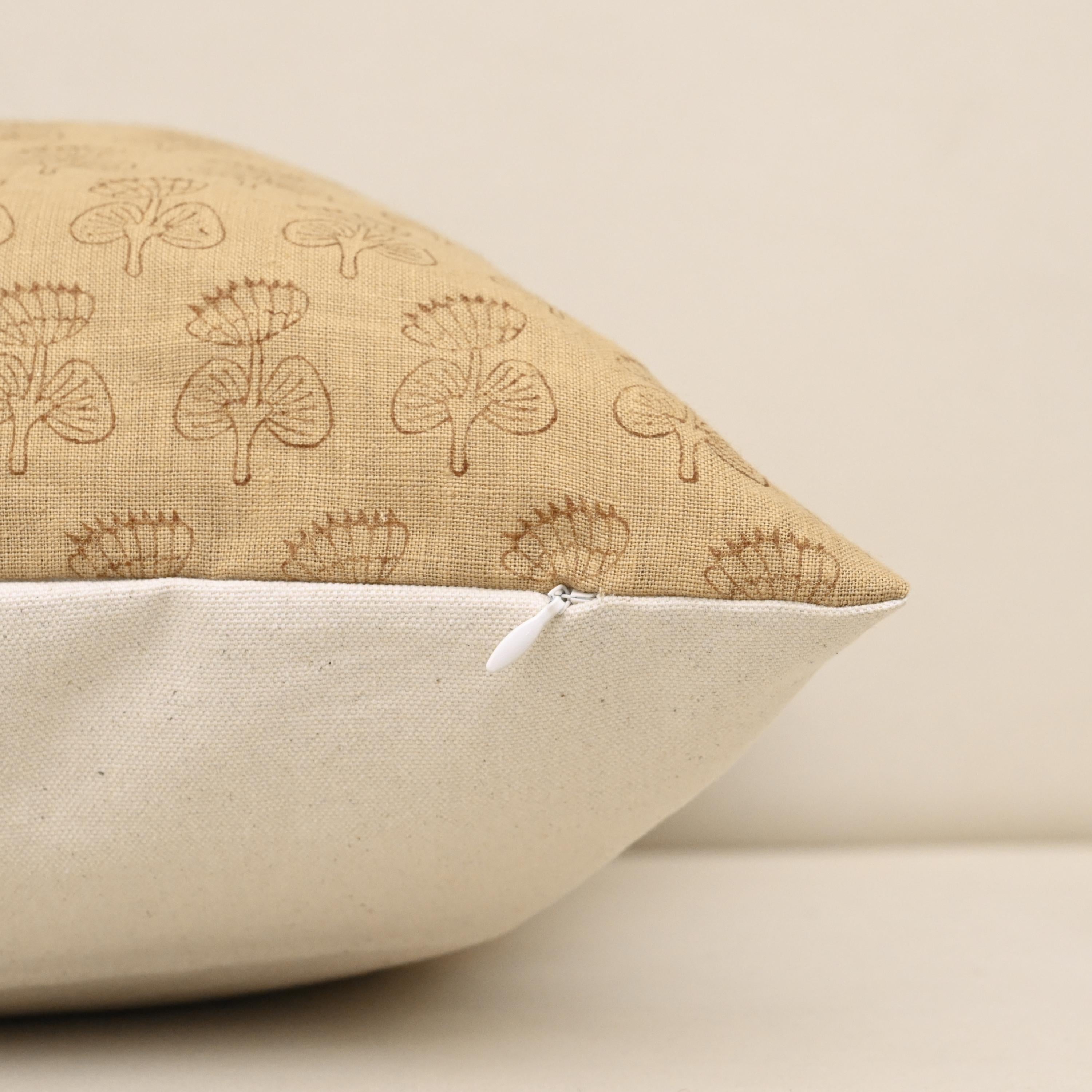 Corner and hidden zipper detail on Geoma linen pillow cover