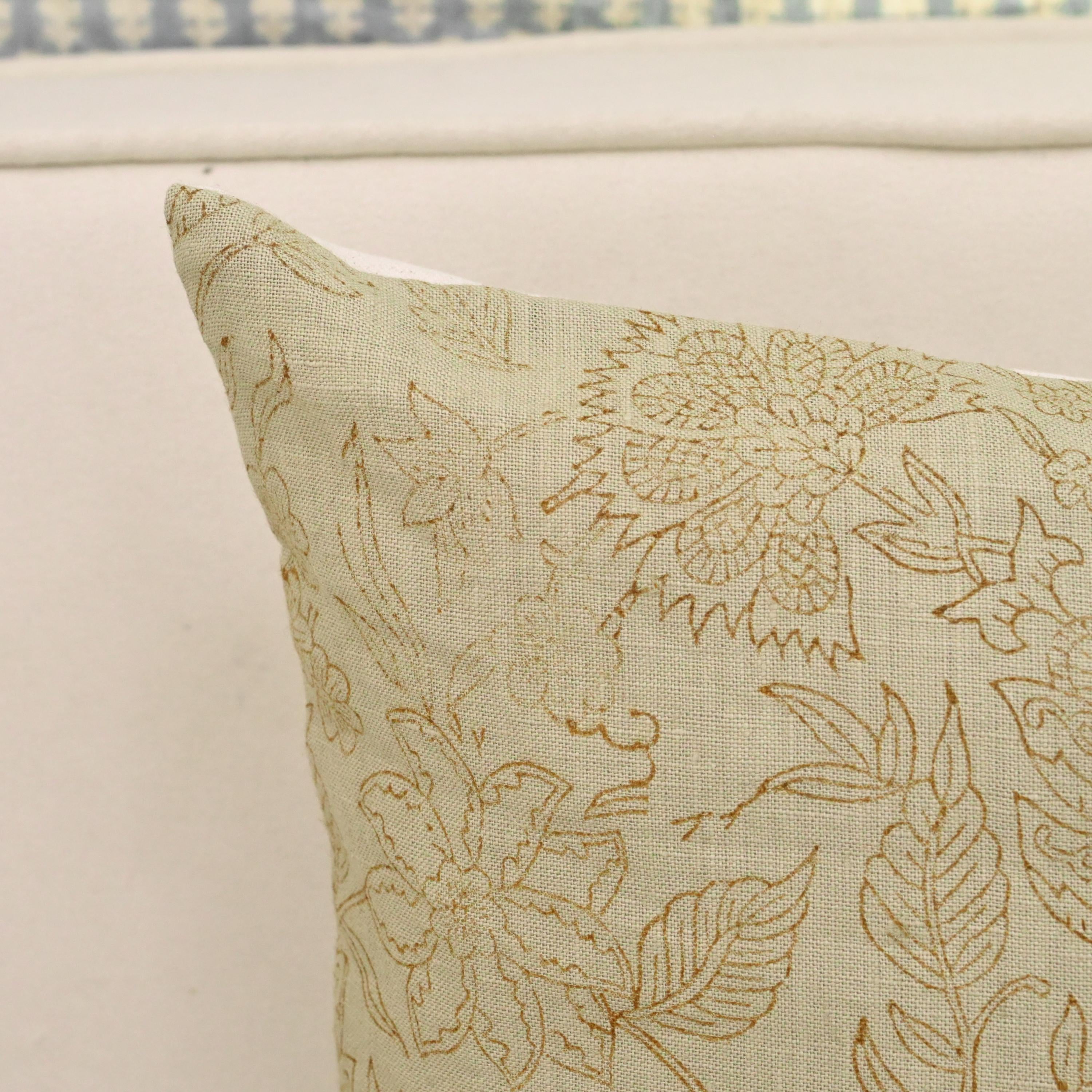 Boho Block Print Linen Pillow Cover