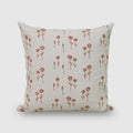 Rust terracotta floral sprig hand block print linen pillow cover, front view