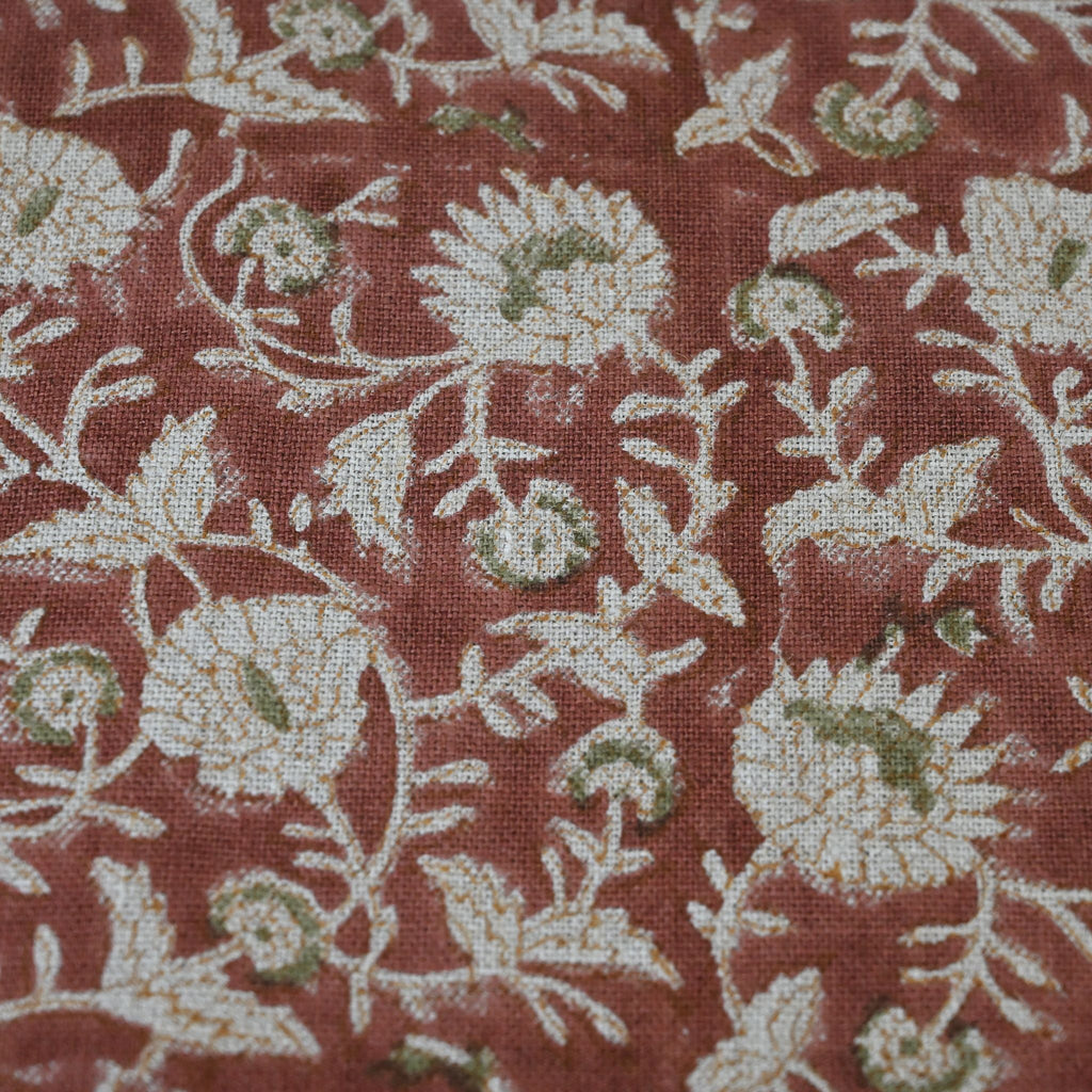 Eliza Rust Linen Block Print Pillow Cover