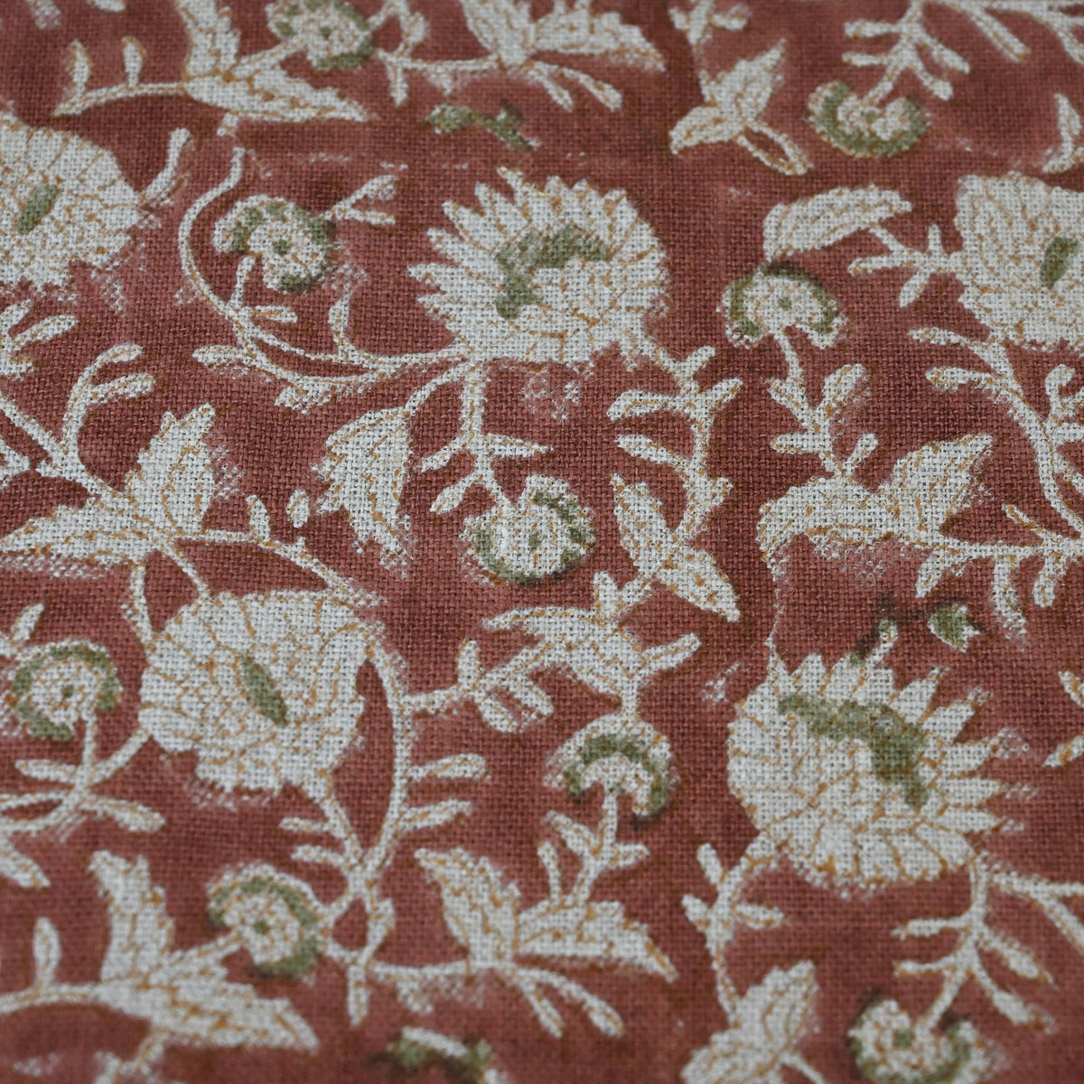 Eliza Rust Linen Block Print Pillow Cover