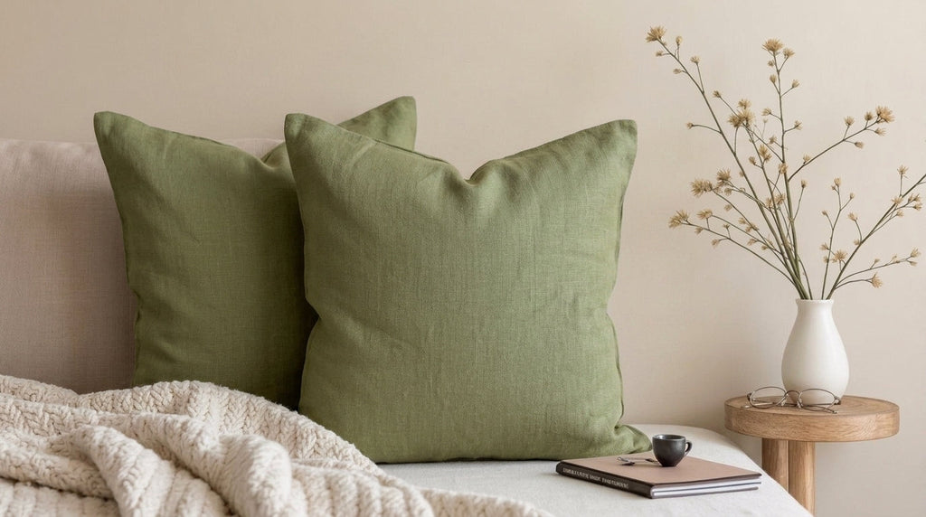 Olen Moss  Solid Linen Pillow Cover