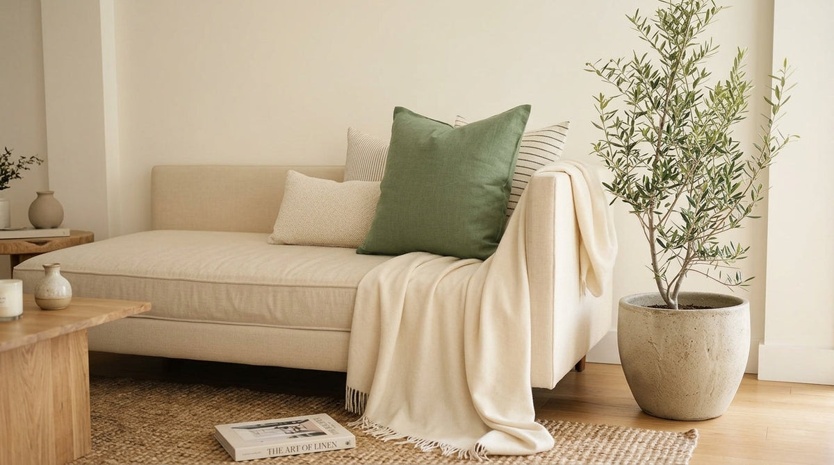 Olen Moss  Solid Linen Pillow Cover