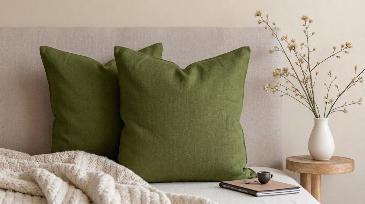 Eron Chartreuse Solid Block Linen Pillow Cover