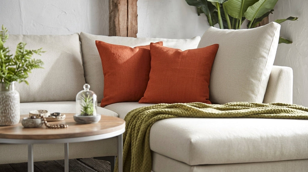 Leno  Rust  Solid Linen Pillow Cover