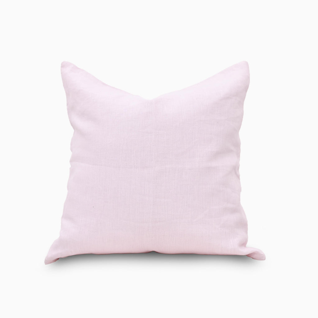 Solid Blush Pink Linen Pillow Cover | Minimalist Farmhouse Cushion Accent Pillow