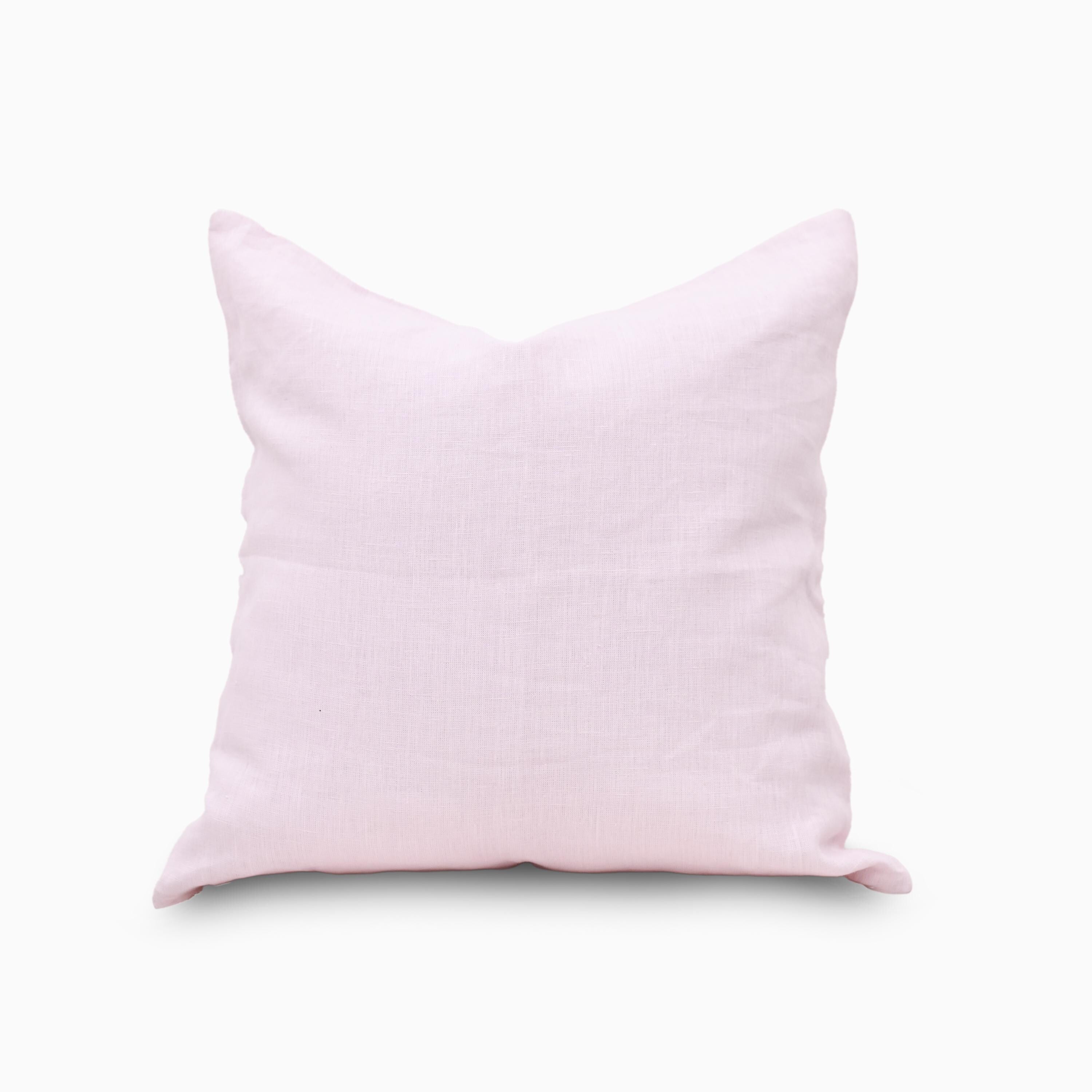 Solid Blush Pink Linen Pillow Cover | Minimalist Farmhouse Cushion Accent Pillow