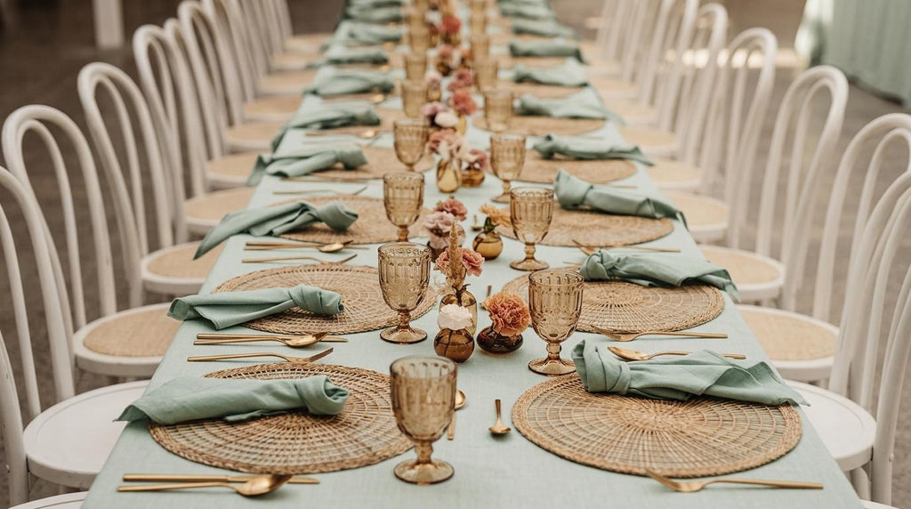 Mossmere Sage Green Solid Linen Napkins